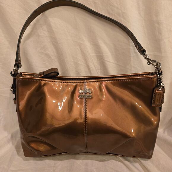 Coach Madison Demi Copper Patent Leather Small Pleated Bag Excellent Condition - Picture 1 of 16